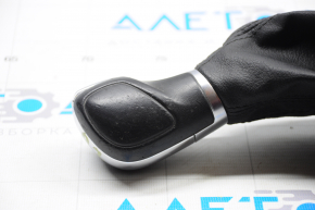VW Passat b7 12-15 USA gear knob with cover, without shifter cover, black leather, scratches, tears on the cover
