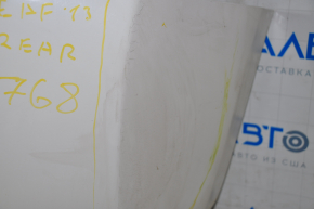 Bare rear bumper Nissan Leaf 13-17 white, torn on the sides and bottom, broken fasteners, painted