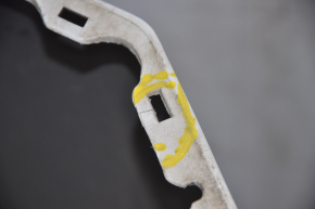 Bare rear bumper Nissan Leaf 13-17 white, torn on the sides and bottom, broken fasteners, painted