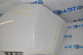 Bare rear bumper Nissan Leaf 13-17 white, torn on the sides and bottom, broken fasteners, painted