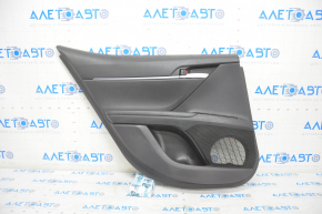 Door trim card rear left Toyota Camry v70 18-24 black with black insert plastic, armrest rubber, scratch