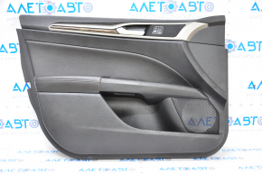 Door trim card front left Ford Fusion mk5 13-16 black with black insert leather, armrest leather, molding under the tree, cracked molding, cracks in the crepe