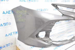 Front bare bumper Toyota Camry v70 18-20 LE\XLE without parking sensors, graphite, broken, missing fragments, broken fastened, pressed, scratches