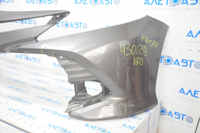 Front bare bumper Toyota Camry v70 18-20 LE\XLE without parking sensors, graphite, broken, missing fragments, broken fastened, pressed, scratches