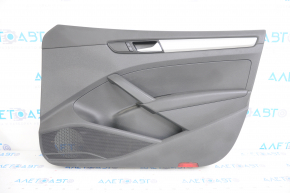 Door trim card front right VW Passat b7 12-15 USA black with black insert plastic, armrest leather, molding gray gloss