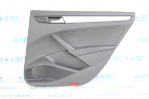 Door trim card rear right VW Passat b7 12-15 USA black with black insert plastic, armrest leather, molding gray gloss