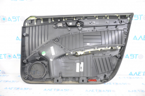 Door trim card front left VW Passat b7 12-15 USA black with black insert plastic, armrest leather, molding gray gloss, pressed, crack in the trim