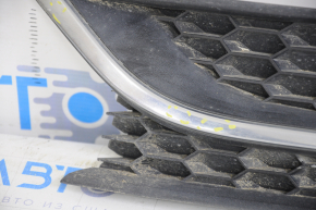 Front bumper grille left VW Passat b7 12-15 USA without fog lights, with molding, pokes on chrome