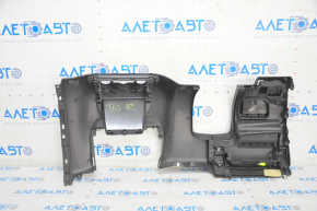 Driver's knee pad assembly VW Tiguan 09-17 with glove compartment, for manual climate control, black, broken fastener