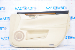 Front right door panel for Lexus ES300h ES350 13-15 beige with black leather insert, leather armrest, wood-like molding
