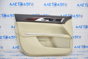Door trim card front left Lincoln MKZ 13-15 beige leather, armrest leather, insert wood gloss