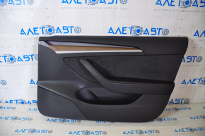 Door trim card front right Tesla Model 3 21- leather black, wood, with window lift control and door opening button, scratch