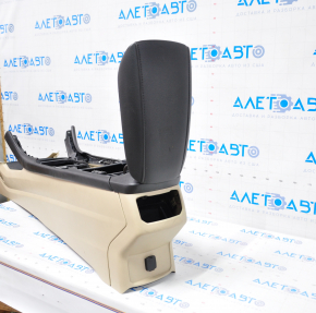 Central console armrest Ford Fusion mk5 13-16 beige, armrest black leather, scratches, without air duct