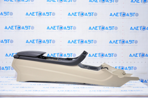 Central console armrest Ford Fusion mk5 13-16 beige, armrest black leather, scratches, without air duct