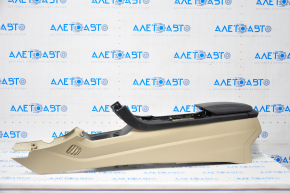Central console armrest Ford Fusion mk5 13-16 beige, armrest black leather, scratches, without air duct