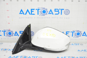 Side mirror left Infiniti QX30 17-17 pins, auto-lock, swivel, white, broken, missing cover, for spare parts