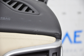 Torpedo front panel with AIRBAG Infiniti QX30 17- black, with overlays, black + beige, pressed