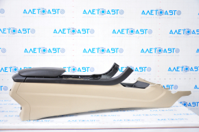 Central console armrest Ford Fusion mk5 13-16 beige, under air duct, armrest black leather, without air duct, scratch