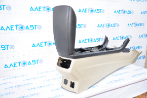 Central console armrest Ford Fusion mk5 13-16 beige, under air duct, armrest black leather, without air duct, scratch