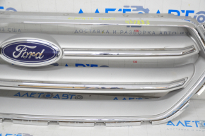 Radiator grill grill Ford Escape MK3 17-19 rest, gray, with chrome, with emblem, sand