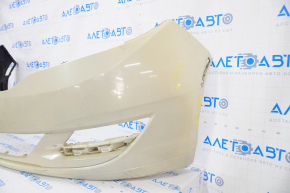 Front bumper bare Lincoln MKZ 13-16 beige, cracked, worn, broken crepe