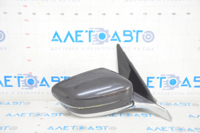 Right side mirror BMW 7 G11 G12 16-19 5 pins, black, chrome bottom, turn signal, BSM, crack on turn signal glass