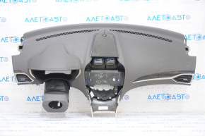 Torpedo front panel with AIRBAG Lincoln MKZ 13-20 dark gray, with beige inserts, wood trim
