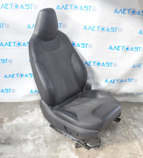 Passenger seat Tesla Model S 16-20 rest, with airbag, leather black + cloth, electric, scratches, under chemical