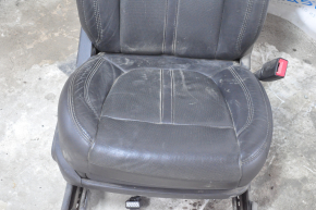 Passenger seat Lincoln MKZ 13-16 without airbag, electric, leather black, under chemical, broken button, deformed