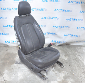 Passenger seat Lincoln MKZ 13-16 without airbag, electric, leather black, under chemical, broken button, deformed