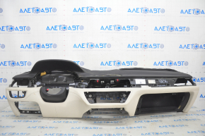 Torpedo front panel without AIRBAG BMW 7 G11 G12 16-19 leather, for projection, black and beige, for re-upholstery