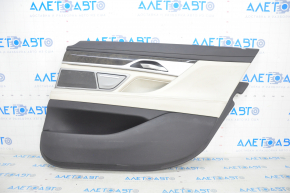 Door trim card rear right BMW 7 G12 16-22 under curtain, leather, beige, elfenbein-weiss, with backlight, Harman Kardon, butt, dent on leather