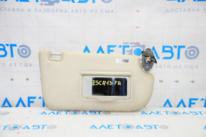 Right visor Ford Escape MK3 13-19 gray, with backlight, without hook, for dry cleaning