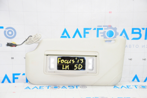 Left visor Ford Focus mk3 11-18 2 lights gray, without hook, without plug, crack on mount, for dry cleaning