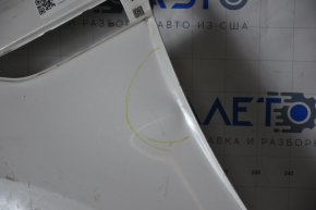 Front left fender of Kia Optima 11-16, white, crumpled and torn at the hinges