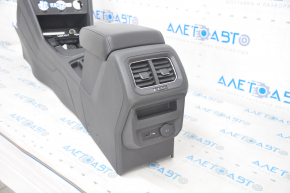 Central console armrest and cup holders VW Tiguan 18-20 leather black, scratches