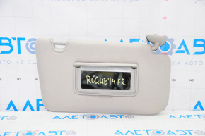 Right visor Nissan Rogue 14-20 with backlight, gray, without hook, scratches, broken fastener on plug