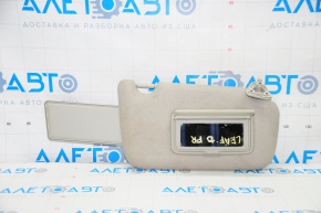 Right visor Nissan Leaf 13-17 gray cloth, no hook, broken fastener on the plug, for dry cleaning