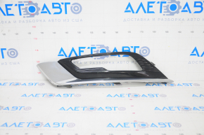 Front bumper grille left Ford Fusion mk5 17-18 under fog lights LED gloss, with chrome molding, pokes, broken mount