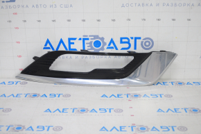Front bumper grille right Ford Fusion mk5 17-18 under fog lights LED gloss, with chrome molding, pokes, sand