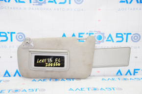 Left visor Nissan Leaf 13-15 gray cloth, no hook, broken fastener on the plug, for dry cleaning
