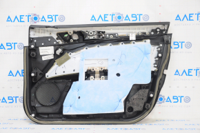 Door trim card front left Ford Fusion mk5 17-20 black with black insert leather, armrest leather, molding under wood, scratches