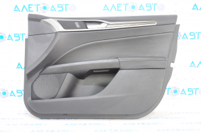 Door trim card front right Ford Fusion mk5 17-20 black with black insert leather, armrest leather, molding under the tree, scratches