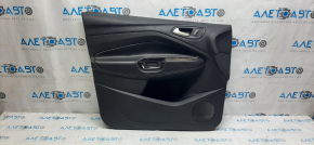 Door trim card front left Ford Escape MK3 13-16 prerest black with black insert plastic, armrest leather, minor scratches, bump on leather