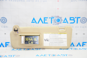 Left visor Toyota Highlander 14-19 beige, without hook, dry cleanable