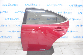 Door assembly rear left Lexus ES300h ES350 13-18 hybrid, keyless, red 3R1, bumps, dented, bump on chrome, painted 0.2