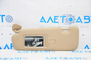 Left sun visor for Hyundai Sonata 11-15, beige, without hook