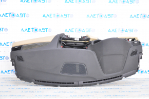Torpedo front panel with AIRBAG BMW X3 F25 11-17 black with beige inserts, wood trim, without projection