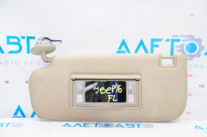 Left visor Jeep Grand Cherokee WK2 11-21 beige, without hook, chip cut off, scratches, dry cleaning