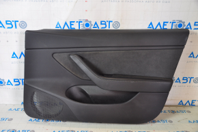 Door trim card front right Tesla Model 3 18-20 leather black, with window lift control and door opening button, scuff at the bottom